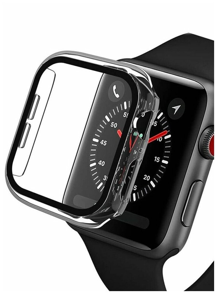 Пластиковый чехол для Apple Watch 44 mm бампер дляарт-часов защитный кейс на часы Apple Watch 4/5/6 SE прозрачный