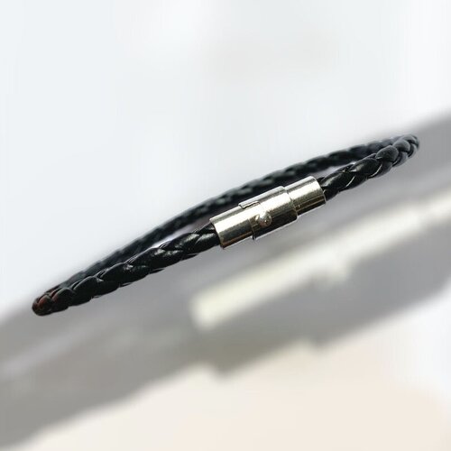 Плетеный браслет Алевиона, 1 шт., размер 20 см, размер one size, диаметр 6 см, черный, серебристый