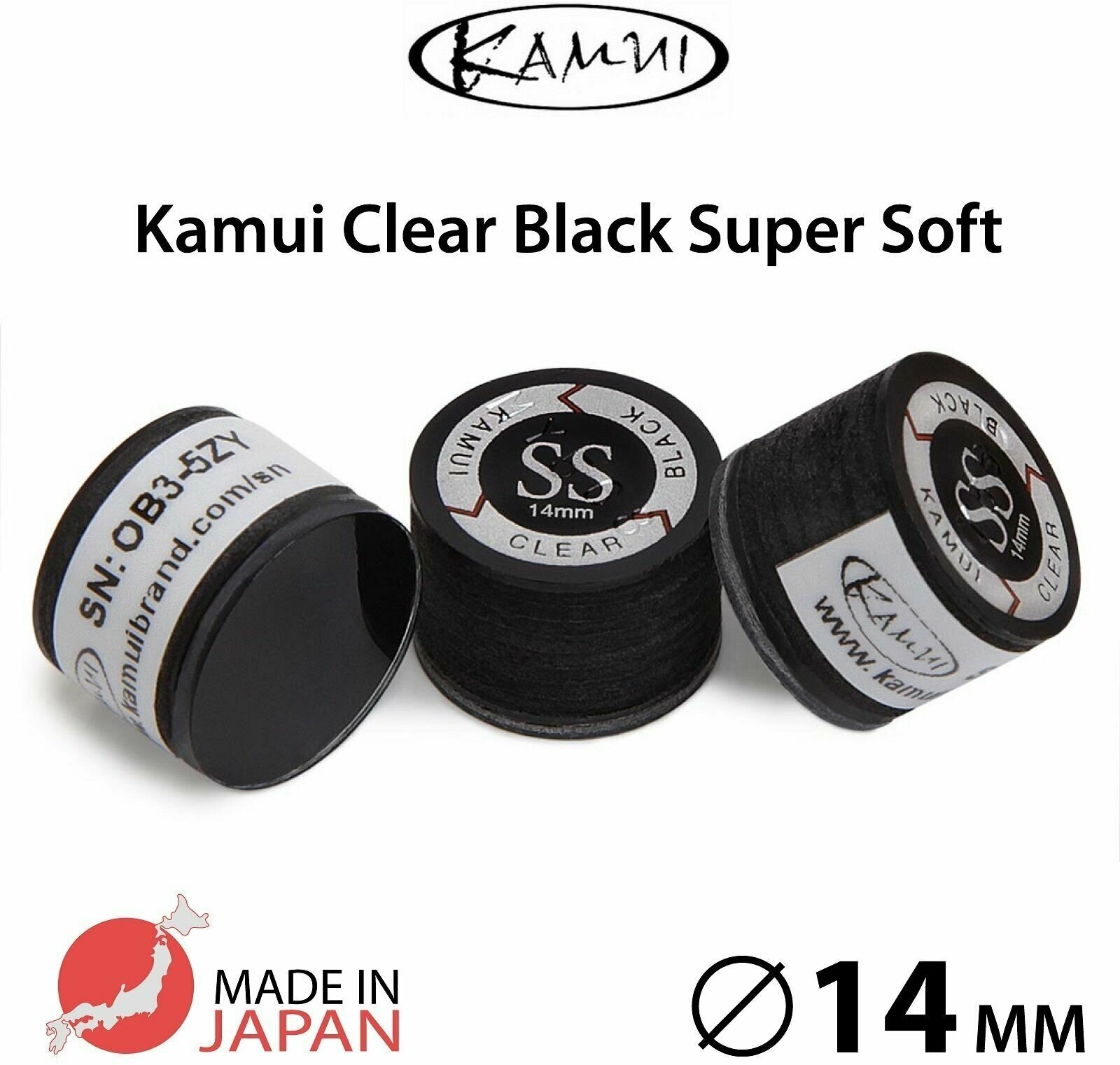 Наклейка для кия Kamui Clear Black 14 мм Super Soft, многослойная, 1 шт.
