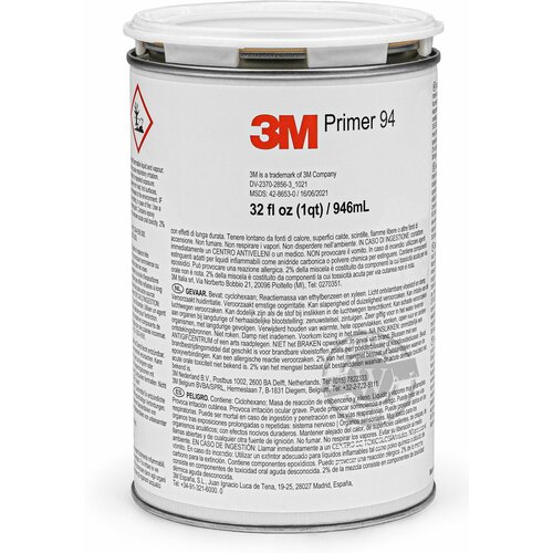Клей строительный 3M Primer 94 / усилитель ( активатор ) адгезии для клейких лент 3М Праймер 94 , 946 мл.