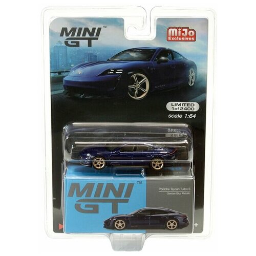 Модель коллекционная Mini GT 1:64 Porsche Taycan Turbo S Gentian Blue Metallic