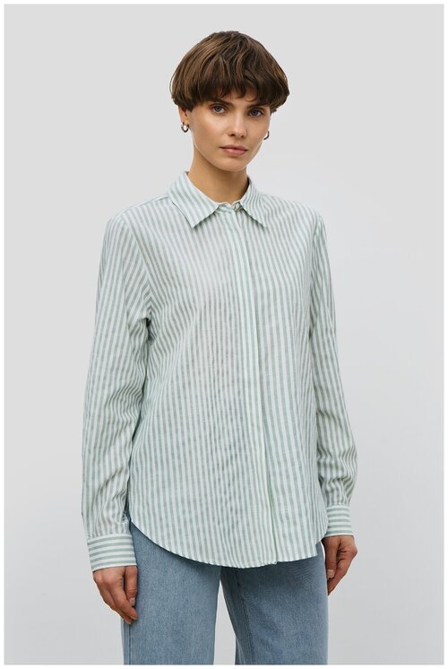 Блузка BAON Хлопковая блузка свободного кроя в полоску Baon B1723017, размер: M, белый