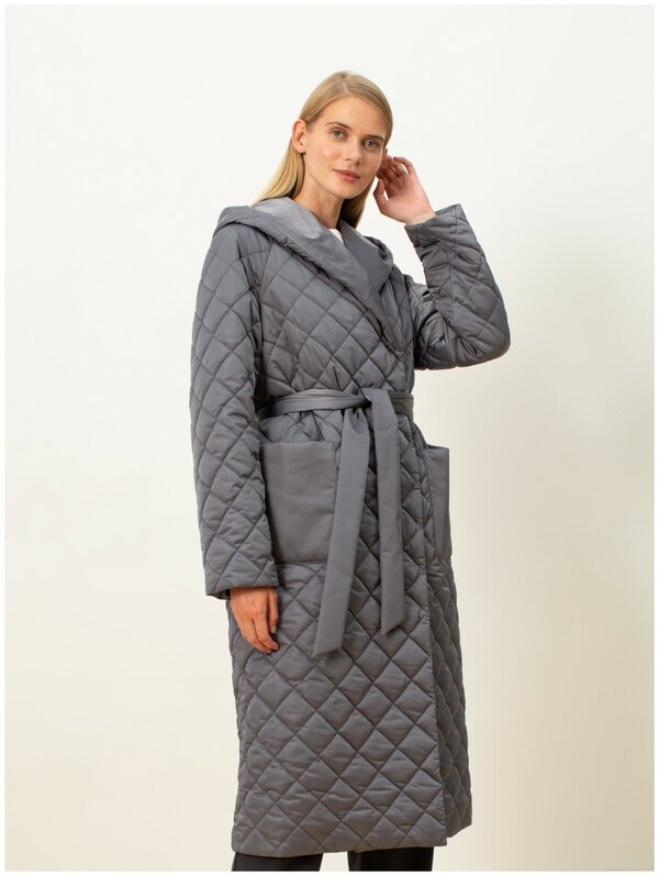 Пальто-халат Pompa зимнее, силуэт прямой, удлиненное