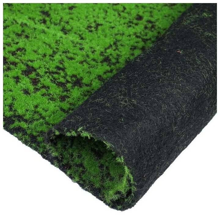 Мох искусственный, декоративный, полотно 1 × 1 м, зелёный на чёрном - фотография № 6