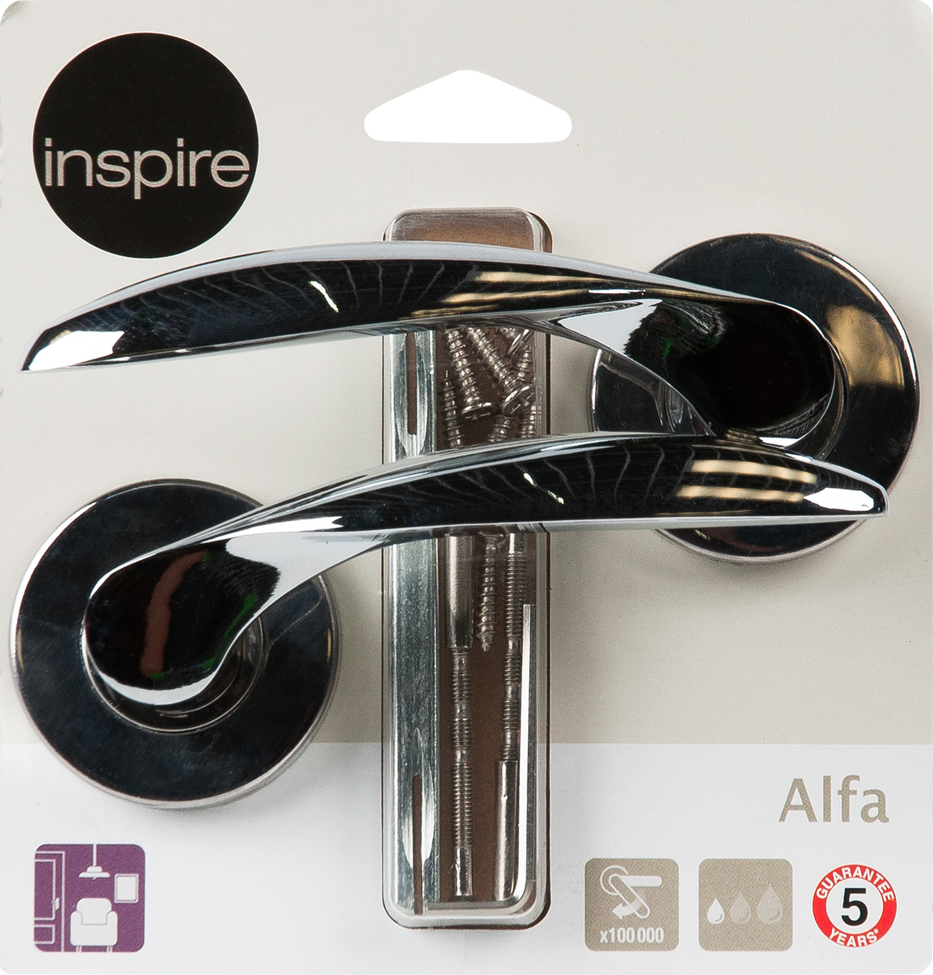 Дверные ручки Inspire Alfa, без запирания, цвет хром - фотография № 5