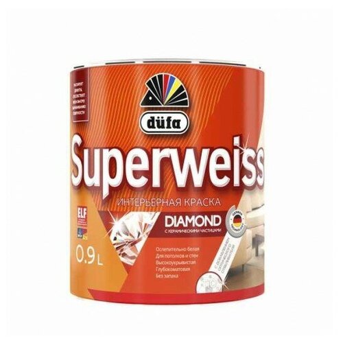 Краска водно-дисперсионная Dufa Superweiss RD4 глубокоматовая белый 0.9 л краска акриловая dufa superweiss plus для детской влагостойкая моющаяся глубокоматовая белый 10 л