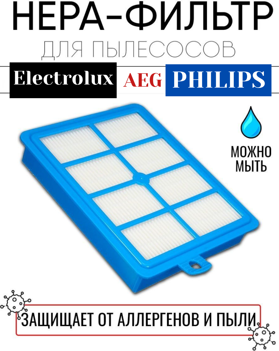 Фильтр HEPA для пылесоса Электролюкс Electrolux EFH12, Philips FC8031 - фотография № 1