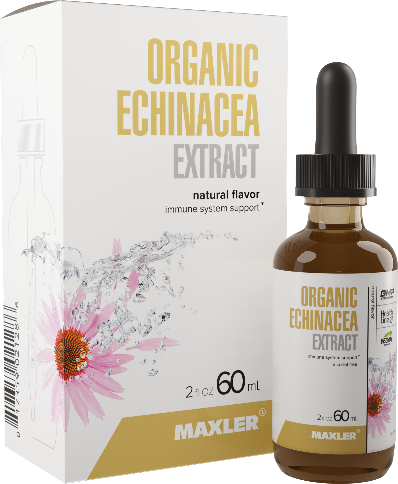 Органическая эхинацея Maxler Organic Echinacea Extract Экстракт эхинацеи пурпурной 60 ml Натуральный вкус