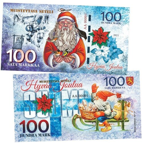 100 Sata markkaa Finland (финская марка) — Рождество Финляндия. UNC