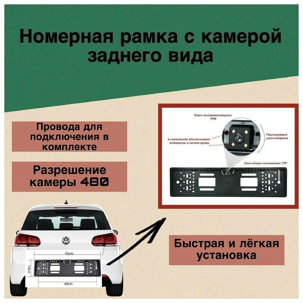 Номерная рамка с камерой заднего вида / Камера заднего вида для авто