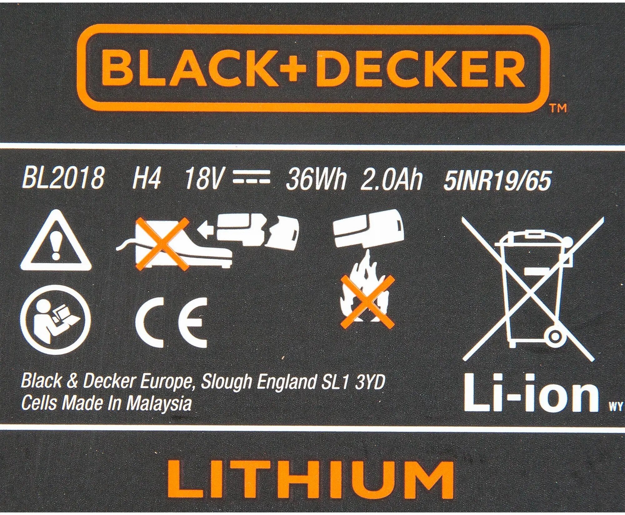 фото Аккумулятор Black&Decker, 2 Ач, 18 В универсальный