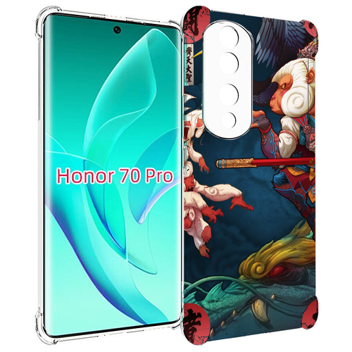 Чехол MyPads японская обезьяна для Honor 70 Pro / 70 Pro Plus задняя-панель-накладка-бампер