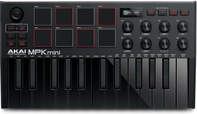 MIDI-клавиатура Akai MPK Mini 3 полностью черная