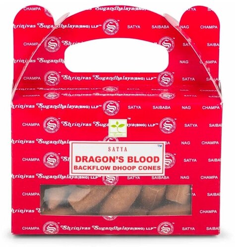 DRAGON'S BLOOD Backflow Dhoop Cones, Satya (кровь дракона благовония ...