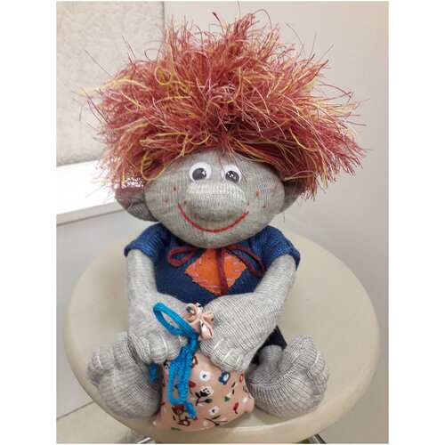 Игрушка - сувенир Домовёнок Кузя из вологодского льна ручной работы