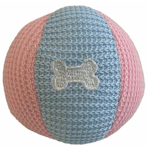 Мячик розово-голубой плюшевый с Пищалкой для собак 9см