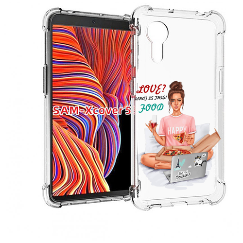 Чехол MyPads девушка-с-ноутбуком женский для Samsung Galaxy Xcover 5 задняя-панель-накладка-бампер