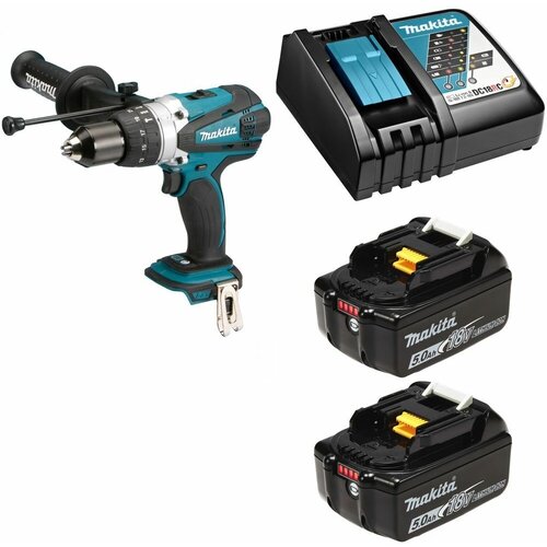 Дрель-шуруповерт ударная аккумуляторная 91Нм 18В LXT Li-Ion 2x5Ач зу Makita DHP458RTE 3069000₽