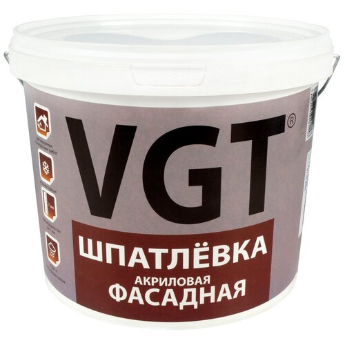 Шпатлевка фасадная VGT, акриловая, 7,5 кг