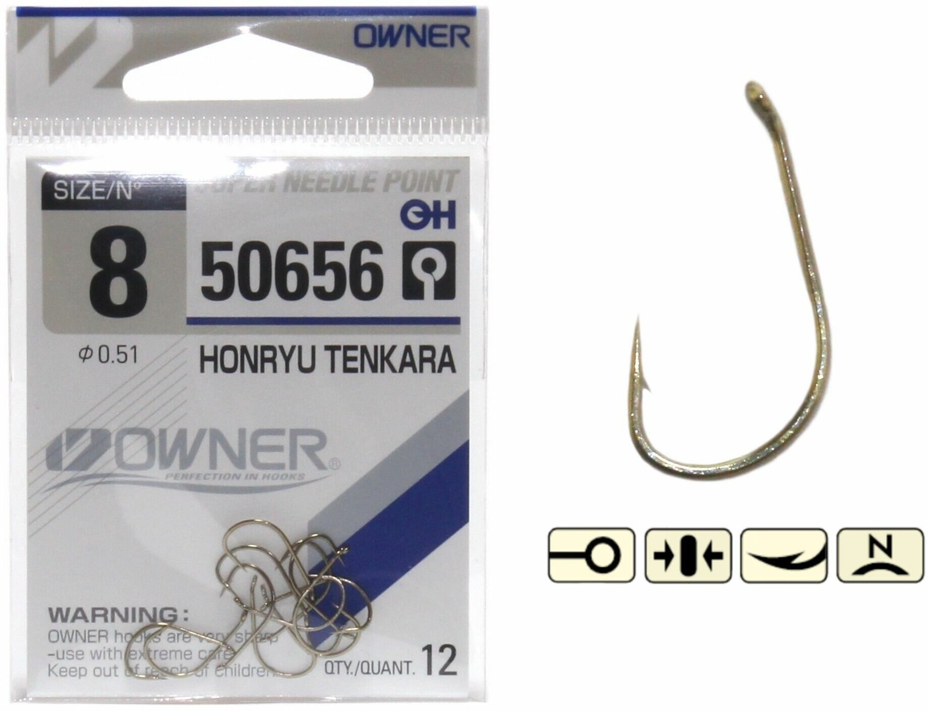 OWNER Крючок Honryu Tenkara brown №10 13шт 50656-10