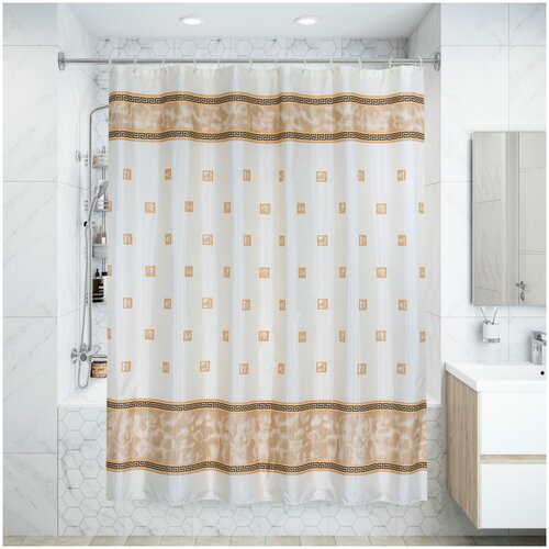 Штора для ванной комнаты «Rome» 180x180 см цвет бежевый