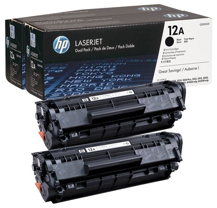 Двойная упаковка лазерный картридж Hewlett Packard Q2612AF (HP 12A) Black