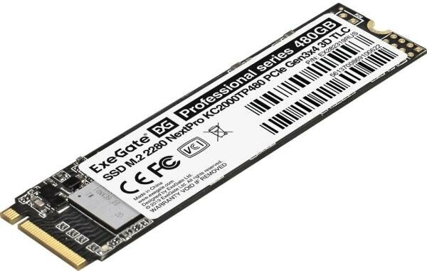 Накопитель SSD M.2 2280 480GB ExeGate NextPro KC2000TP480 (PCIe Gen3x4, NVMe, 22x80mm, 3D TLC)