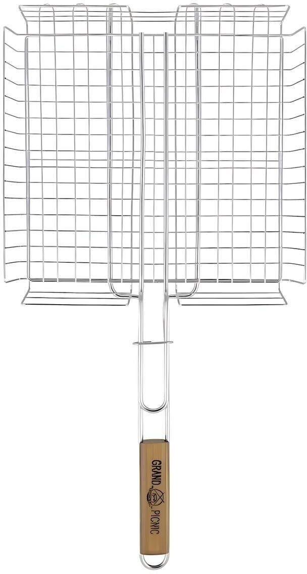 Решетка профессиональная для жарки гриль и барбекю маленькая из нержавеющей стали 330х320мм - фотография № 6