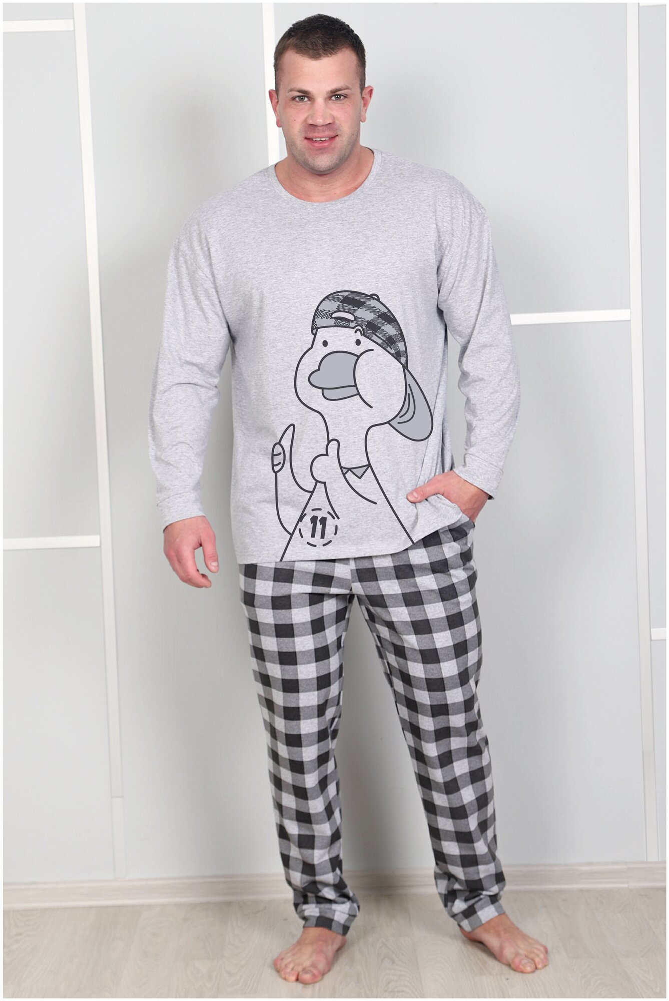 Пижама мужская "Гусь", серый - фотография № 1