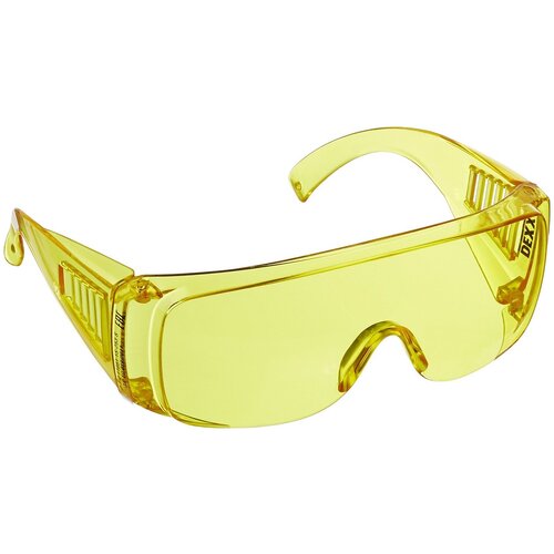 DEXX жёлтые, широкая монолинза с дополнительной боковой защитой и вентиляцией, открытого типа, защитные очки (11051) защитные жёлтые очки зубр спектр 5 монолинза с дополнительной боковой защитой открытого типа
