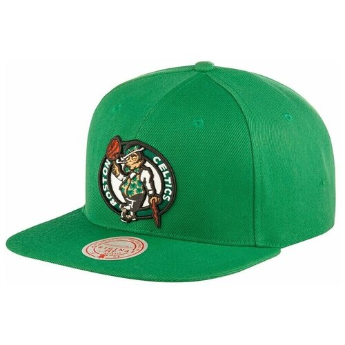 фото Бейсболка с прямым козырьком mitchell ness 6hssjs19078-bcekygn boston celtics nba, размер one mitchell & ness