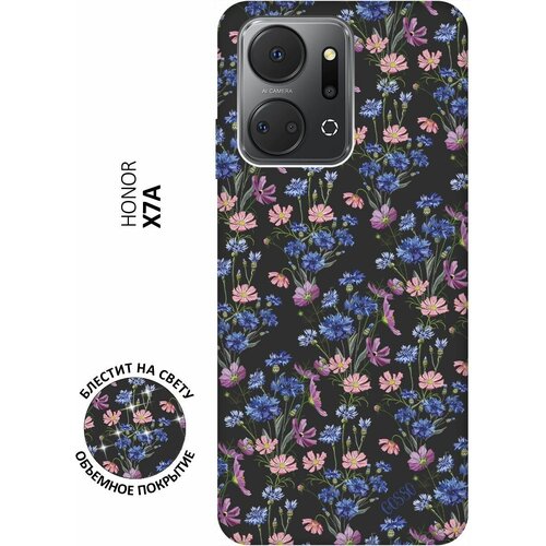 Матовый Soft Touch силиконовый чехол на Honor X7a, Хонор Х7а с 3D принтом Lovely Cornflowers черный чехол книжка на honor x7a хонор х7а с 3d принтом lovely cornflowers золотой