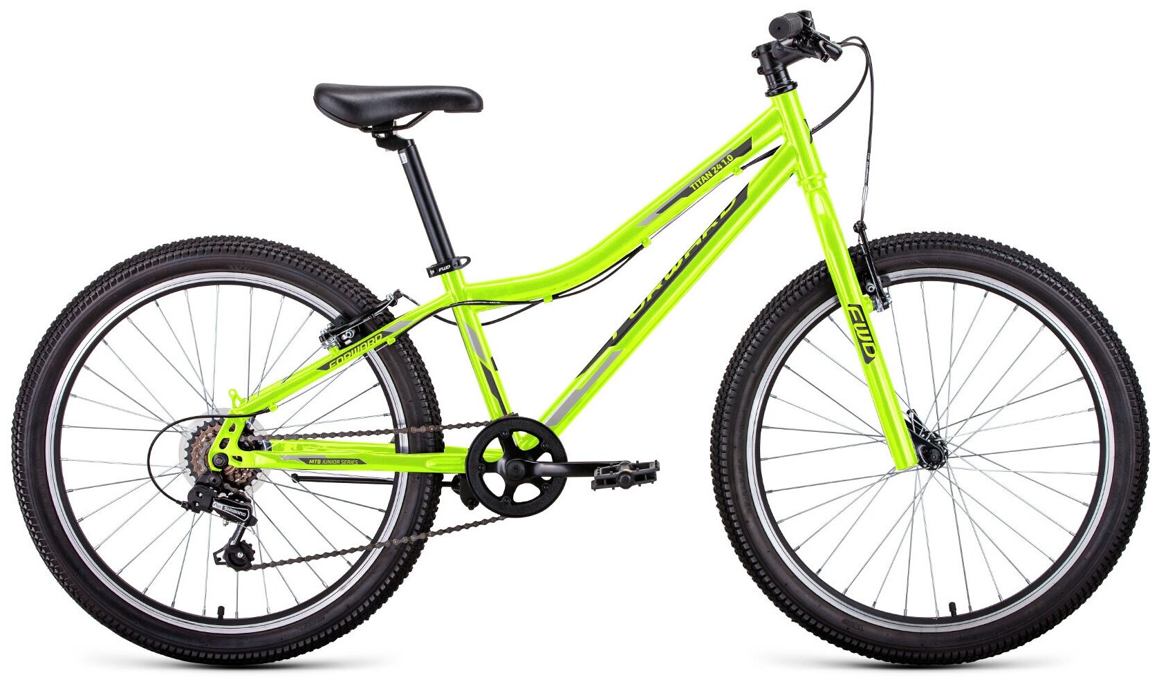 Велосипед горный Forward TITAN 24 1.0 (2022), 24" ярко-зеленый