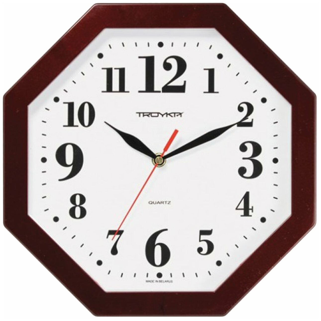 Часы настенные Troyka восьмигранник, белые, коричневая рамка, 29х29х3,5 см (41431416)