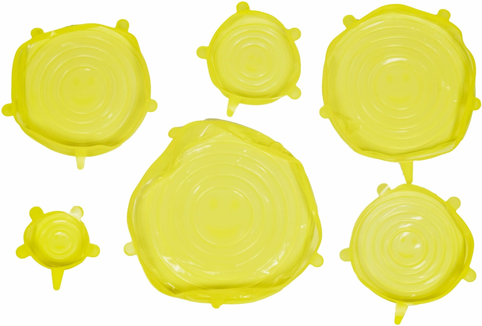 Силиконовые растягивающиеся крышки для посуды, набор 6 шт (желтые) - фотография № 10