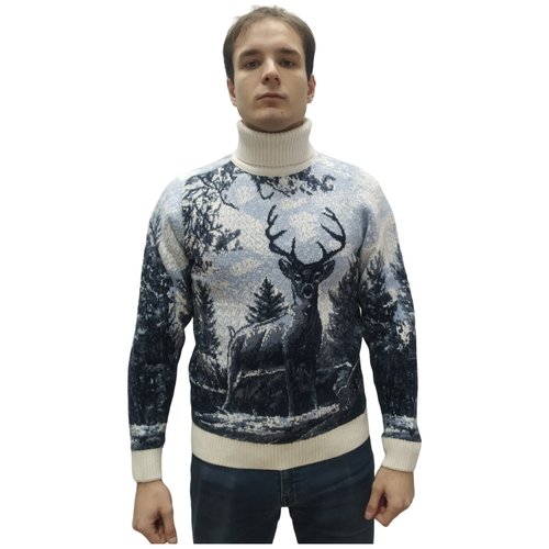 Свитер KINGWOOL, размер 50, синий, белый свитер kingwool размер 50 синий серый