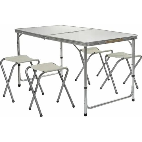 Стол для пикника, походный туристический раскладной с 4 складными стульями-табуретами, 120х60х70.