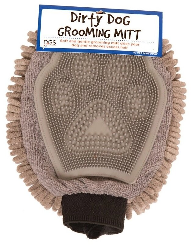 Перчатка для груминга Dog Gone Smart Grooming Mitt серая, 25 х 18 см - фотография № 9