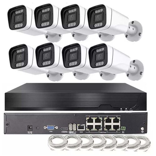 Комплект видеонаблюдения 8 Камер 8 Мп подключение PoE MO-5808P-MO-4808P