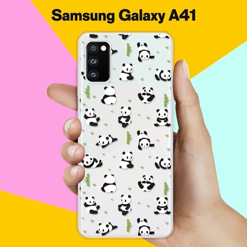 жидкий чехол с блестками мороженое с посыпкой фон на samsung galaxy a41 самсунг галакси а41 Силиконовый чехол Панды на Samsung Galaxy A41