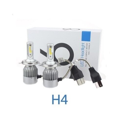 H4 лампа светодиодная для авто 2 шт. LED C6 (ярче ксенона) 12/24V 5000K 3800Lm / LED лампа для машины