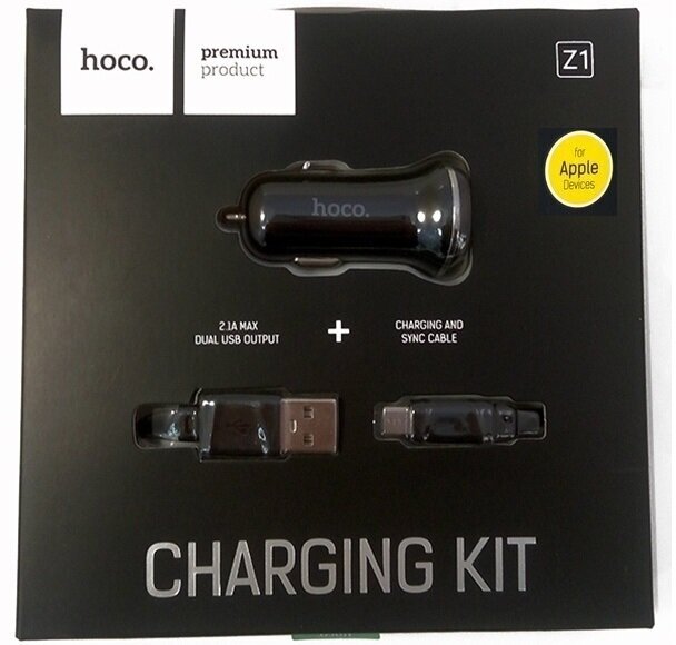 Автомобильное зарядное устройство Hoco АЗУ 2USB 2.1A для Lightning 8-pin Черный (iPhone) - фото №8
