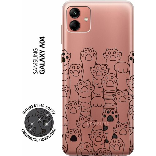 Силиконовый чехол с принтом Paws для Samsung Galaxy A04 / Самсунг А04 силиконовый чехол на samsung galaxy a04 самсунг а04 с 3d принтом space прозрачный