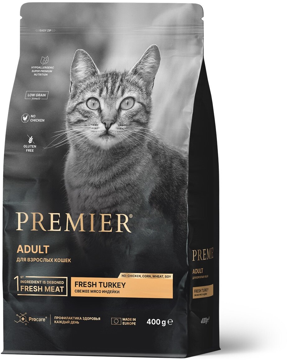 Premier Cat Turkey ADULT (Свежая индейка для кошек) 400 г