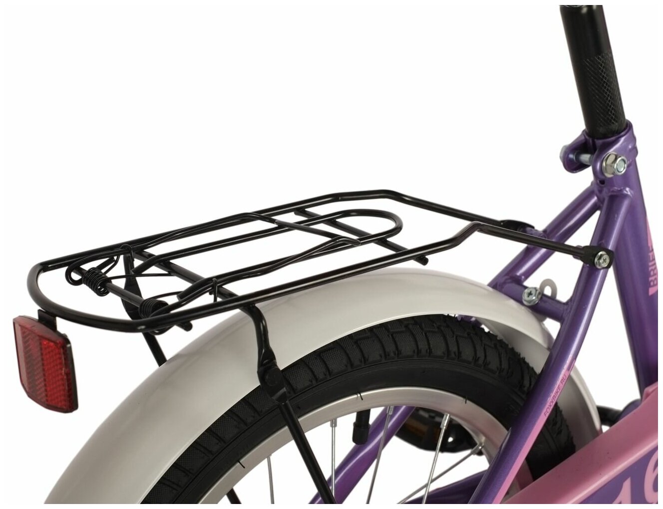 Велосипед FOXX BRIEF 16" (2021) (Велосипед FOXX 16" BRIEF фиолет, сталь, тормоз нож, крылья, багажник, перед. корзина, полная защ. цеп)