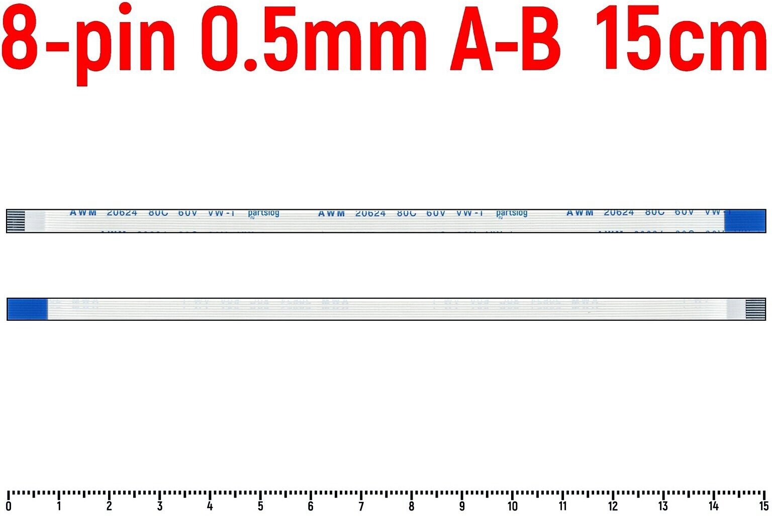 Шлейф тачпада для ноутбука Asus X501U FFC 8-pin Шаг 0.5mm Длина 15cm Обратный A-B AWM 20624 80C 60V VW-1