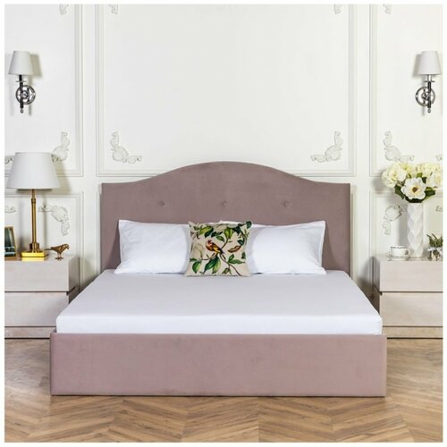 Кровать двуспальная с подъемным механизмом и ящиком для белья 160х200 жемчужно-серая Veda