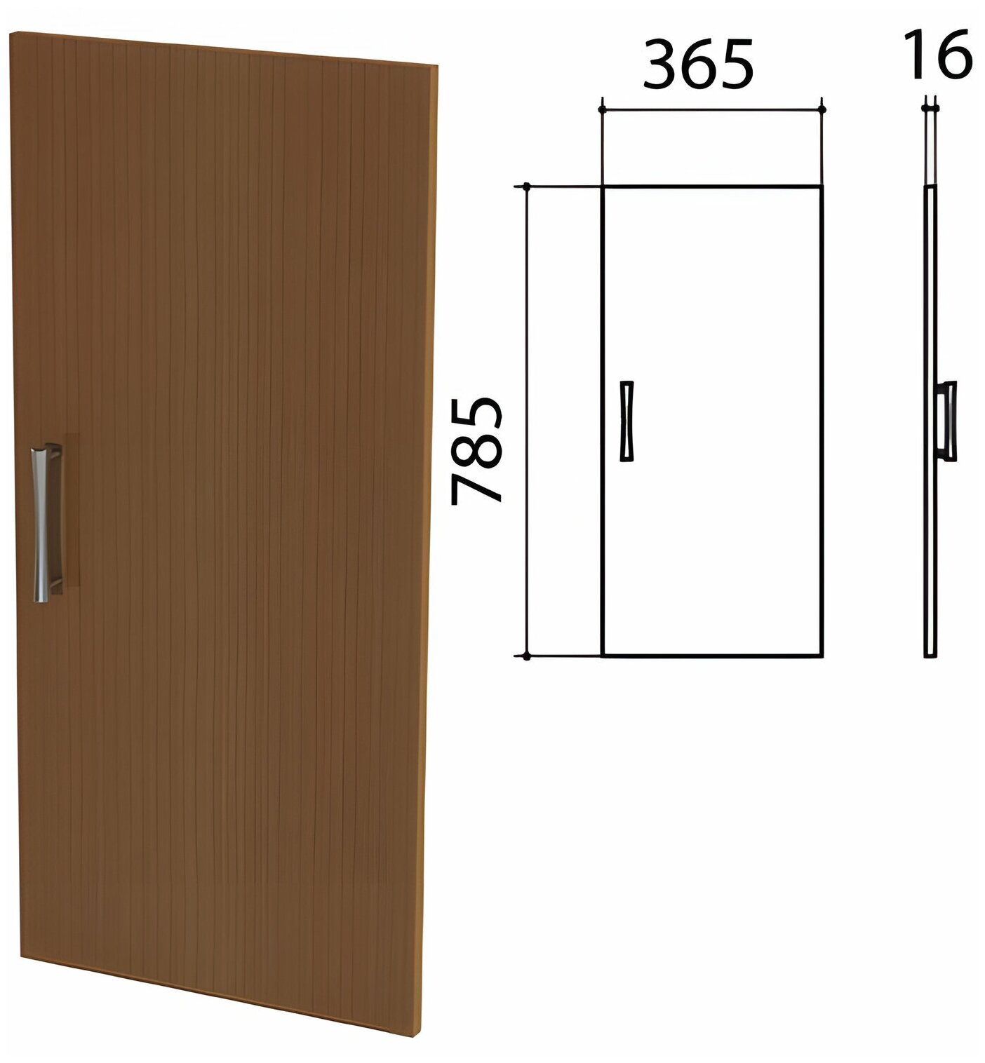 фото Дверь ЛДСП низкая "Монолит", 365х16х785 мм, цвет орех гварнери, ДМ41.3 640210