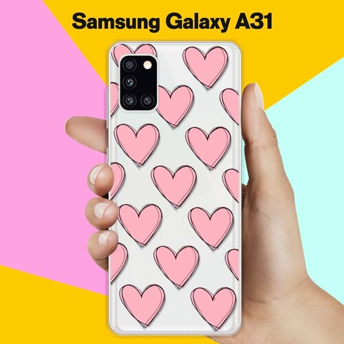 Силиконовый чехол Узор из сердец на Samsung Galaxy A31