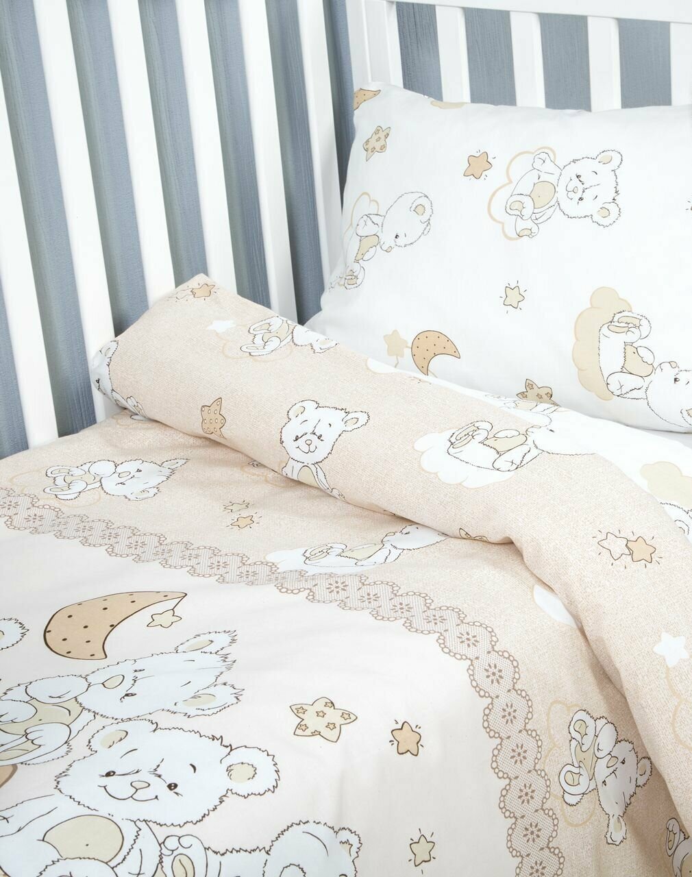Постельное бельё в кроватку "АРТ Дизайн" из поплина; Медвежата; Размер: Ясли